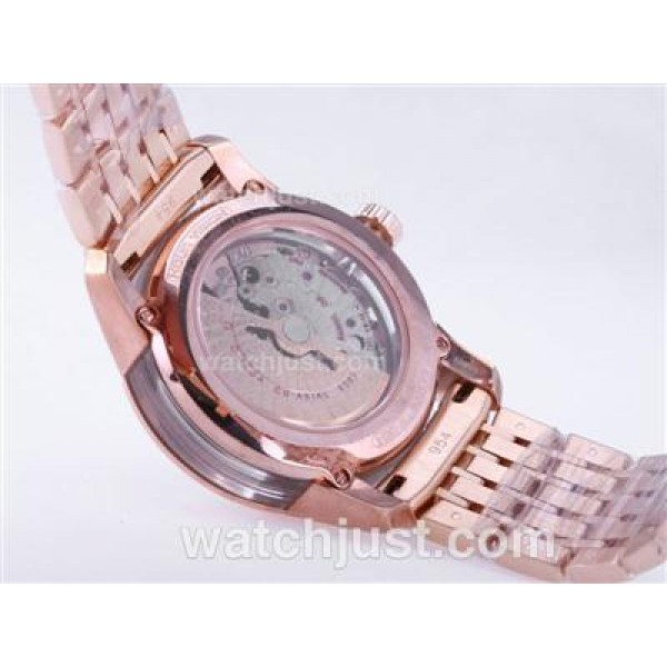 Omega Hour Vision See Thru Case with Full Rose Gold / White Dial-Decorated Asia 2813 Movement