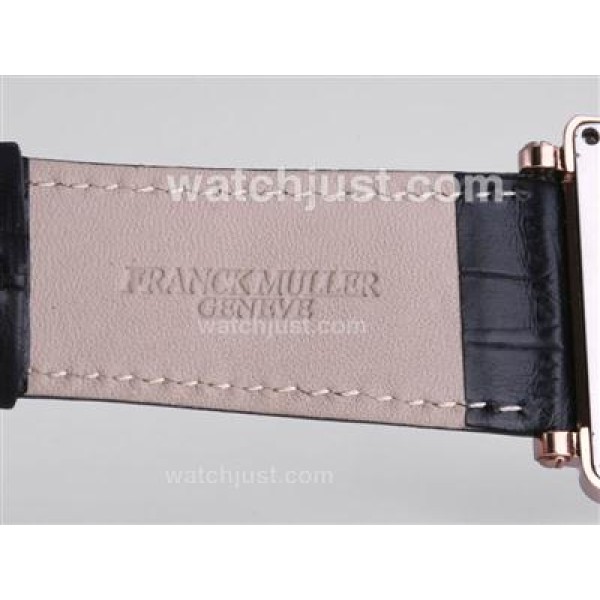 Franck Muller Master Square Rose Gold Case Diamond Bezel with White Dial-Colorful Number Marking-42MM