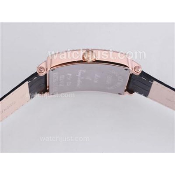 Franck Muller Master Square Rose Gold Case Diamond Bezel with White Dial-Number Marking-42MM
