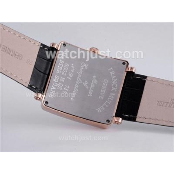 Franck Muller Master Square Rose Gold Case Diamond Bezel with White Dial-Number Marking-42MM