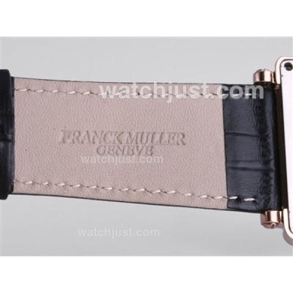 Franck Muller Master Square Rose Gold Case Diamond Bezel with White Dial-Number Marking-42MM