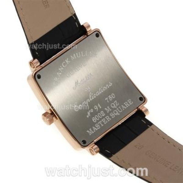Franck Muller Master Square Rose Gold Case Diamond Bezel with White Dial-Roman Marking-42MM