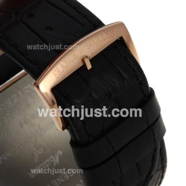Franck Muller Master Square Rose Gold Case Diamond Bezel with White Dial-Roman Marking-42MM
