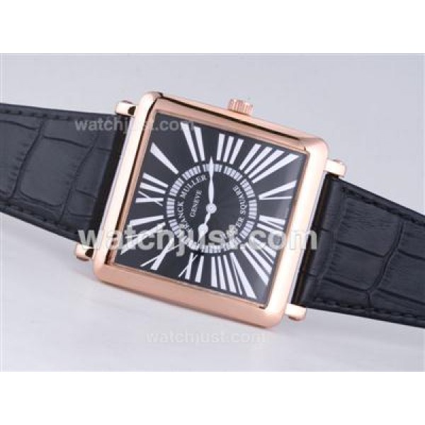 Franck Muller Master Square Rose Gold Case with Black Dial-Roman Marking-42MM