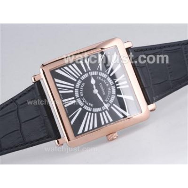 Franck Muller Master Square Rose Gold Case with Black Dial-Roman Marking-42MM
