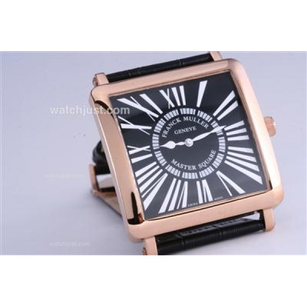 Franck Muller Master Square Rose Gold Case with Black Dial-Roman Marking-42MM