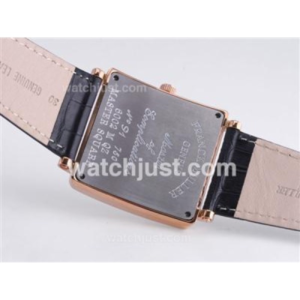 Franck Muller Master Square Rose Gold Case with Black Dial-Colorful Roman Marking-42MM
