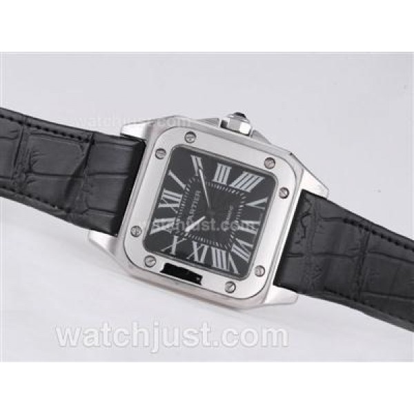 Cartier Santos 100 Automatic with Black Dial