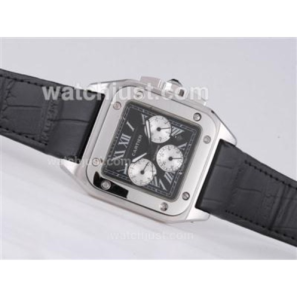 Cartier Santos 100 Automatic with Black Dial