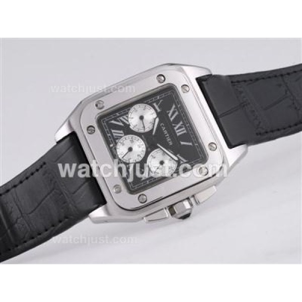 Cartier Santos 100 Automatic with Black Dial
