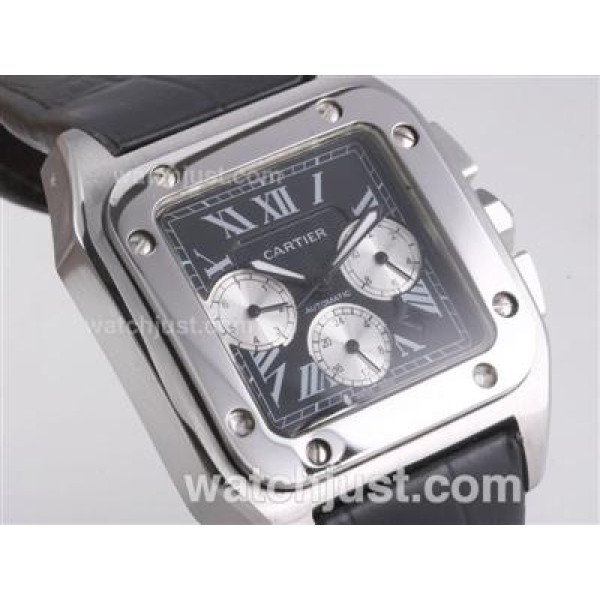 Cartier Santos 100 Automatic with Black Dial