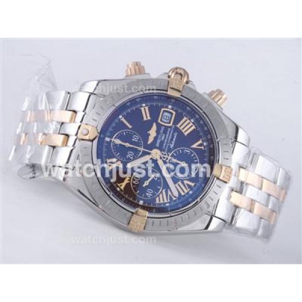 Breitling Chronomat Evolution Chrono Swiss Valjoux 7750 Movement Two Tone with Brown Dial