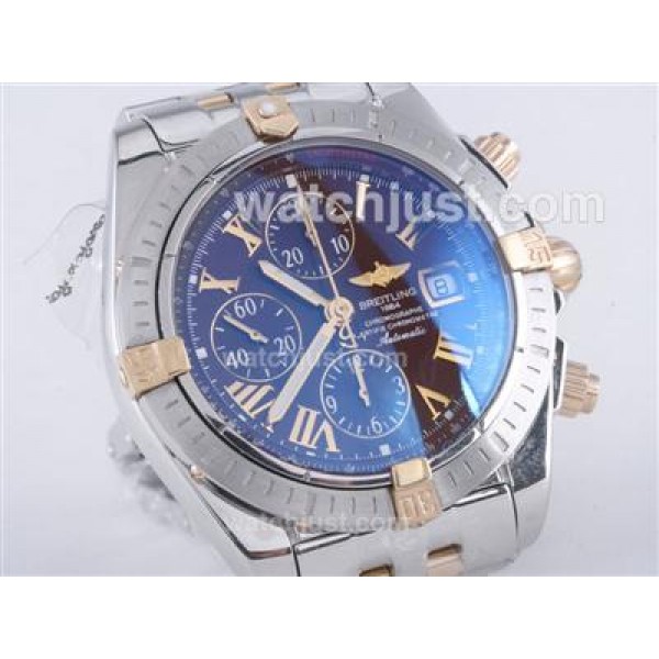 Breitling Chronomat Evolution Chrono Swiss Valjoux 7750 Movement Two Tone with Brown Dial
