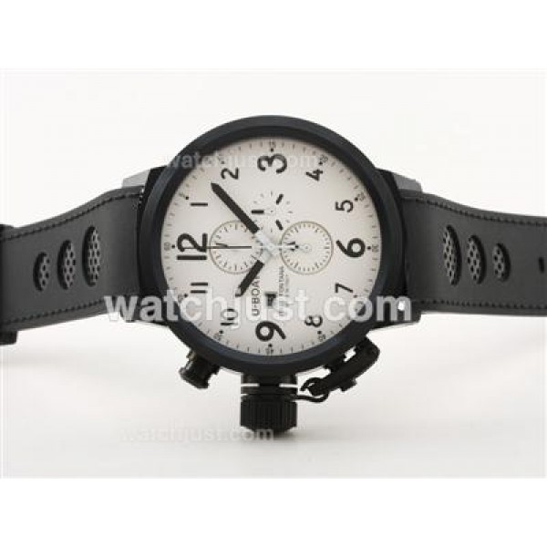 U-boat Italo Fontana Working Chronograph PVD Case with White Dial-Rubber Strap