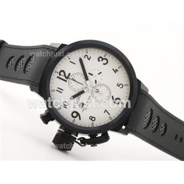 U-boat Italo Fontana Working Chronograph PVD Case with White Dial-Rubber Strap