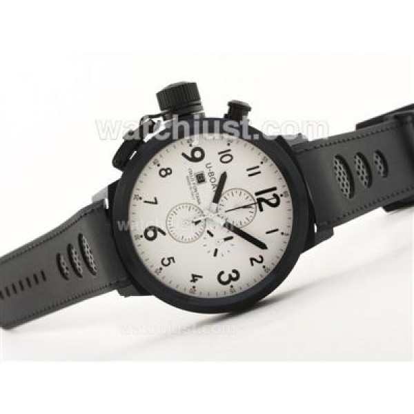 U-boat Italo Fontana Working Chronograph PVD Case with White Dial-Rubber Strap