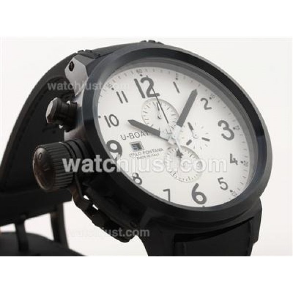 U-boat Italo Fontana Working Chronograph PVD Case with White Dial-Rubber Strap