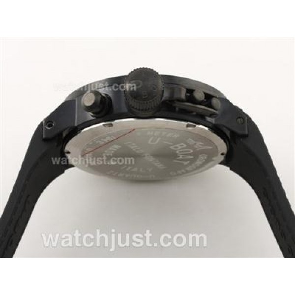 U-boat Italo Fontana Working Chronograph PVD Case with White Dial-Rubber Strap