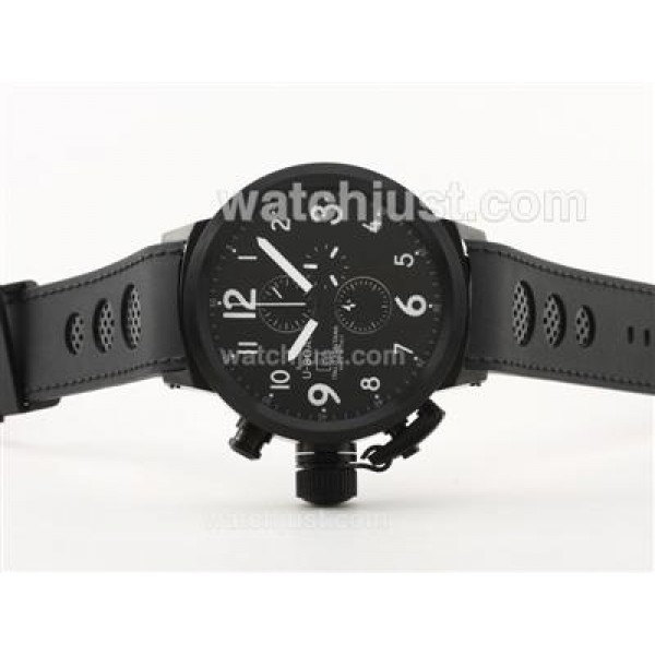 U-Boat Italo Fontana Working Chronograph PVD Case Black Dial with White Marking-Rubber Strap