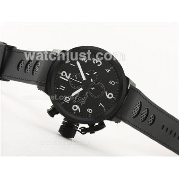 U-Boat Italo Fontana Working Chronograph PVD Case Black Dial with White Marking-Rubber Strap