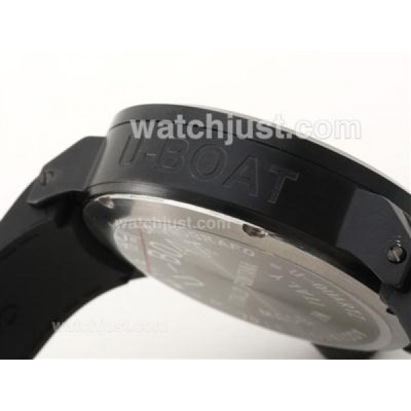 U-Boat Italo Fontana Working Chronograph PVD Case Black Dial with White Marking-Rubber Strap