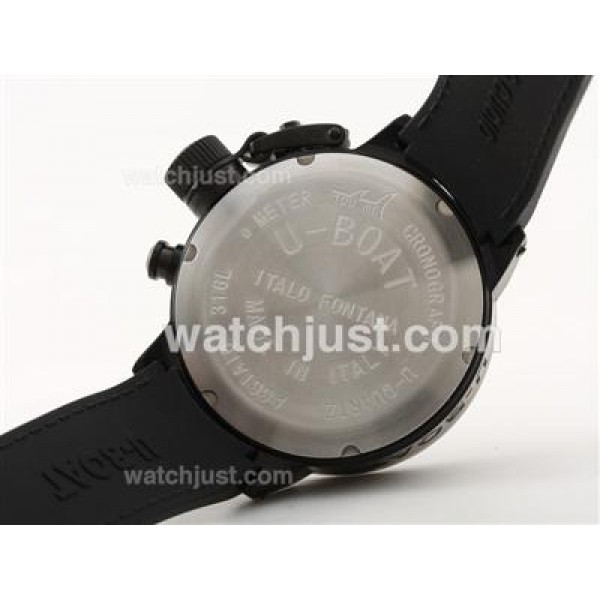 U-Boat Italo Fontana Working Chronograph PVD Case Black Dial with White Marking-Rubber Strap