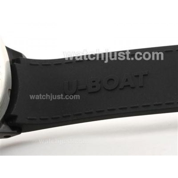 U-Boat Italo Fontana Working Chronograph PVD Case Black Dial with White Marking-Rubber Strap