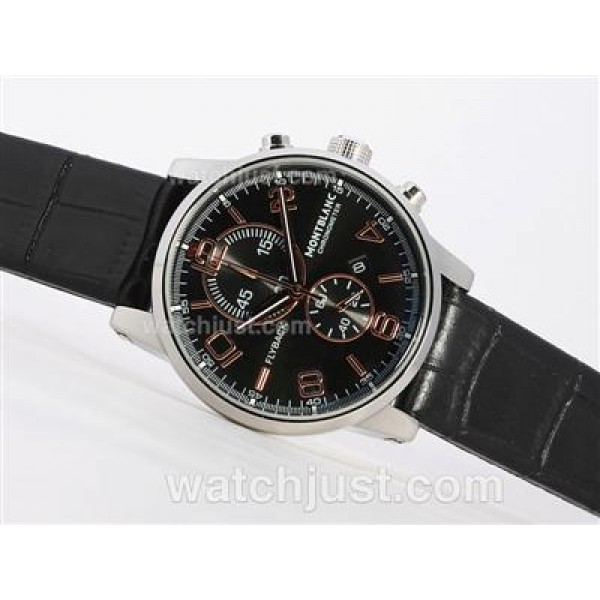 Montblanc Flyback Working Chronograph Black Dial -Rose Gold Marking