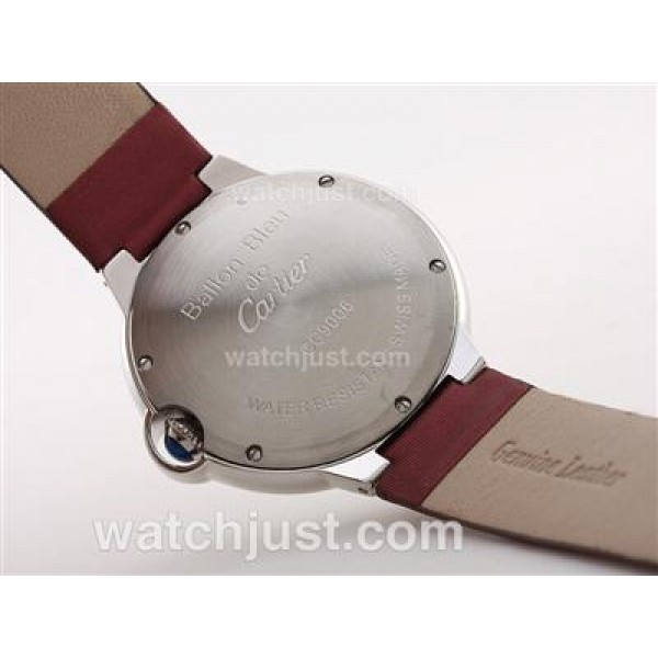 Cartier Ballon Bleu de Cartier Diamond Bezel White Dial with Red Strap -Lady Size