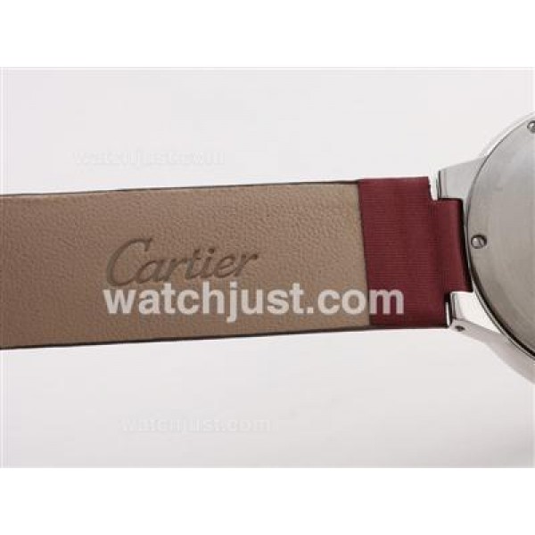 Cartier Ballon Bleu de Cartier Diamond Bezel White Dial with Red Strap -Lady Size