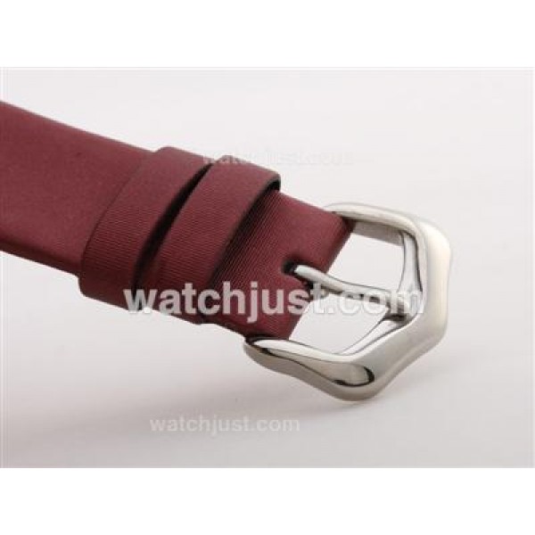 Cartier Ballon Bleu de Cartier Diamond Bezel White Dial with Red Strap -Lady Size
