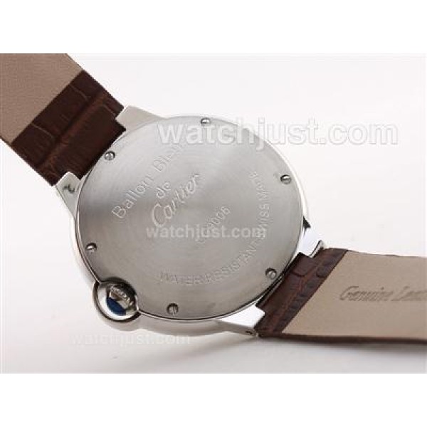 Cartier Ballon Bleu de Cartier Diamond Bezel White Dial with Brown Strap -Lady Size