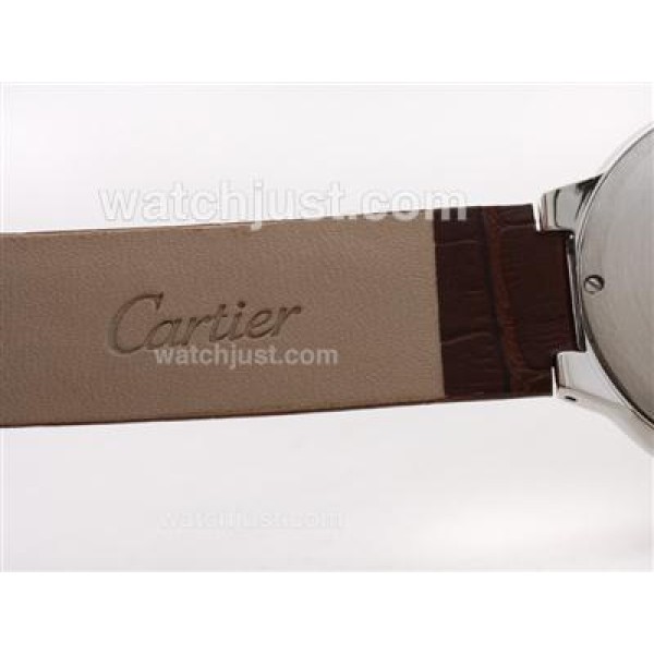 Cartier Ballon Bleu de Cartier Diamond Bezel White Dial with Brown Strap -Lady Size