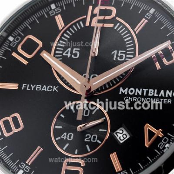 Montblanc Flyback Working Chronograph with Black Dial S/S-Rose Gold Marking