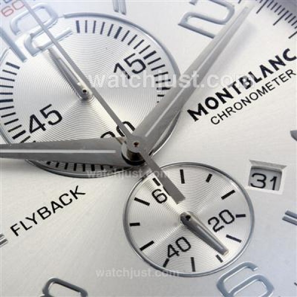 Montblanc Flyback Working Chronograph with White Dial-Brown Leather Strap