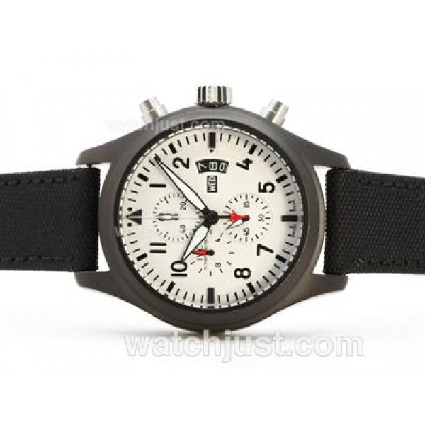 IWC 3789 Top Gun Pilot Working Chrono PVD Case White Dial-Same Chassis As 7750 Version-High Quality