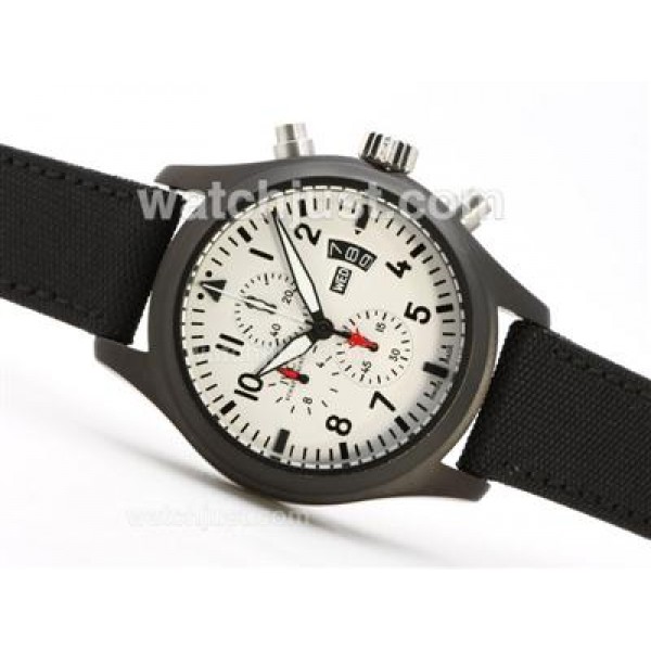 IWC 3789 Top Gun Pilot Working Chrono PVD Case White Dial-Same Chassis As 7750 Version-High Quality
