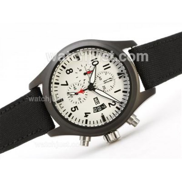IWC 3789 Top Gun Pilot Working Chrono PVD Case White Dial-Same Chassis As 7750 Version-High Quality