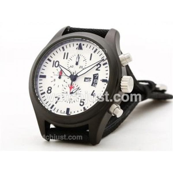 IWC 3789 Top Gun Pilot Working Chrono PVD Case White Dial-Same Chassis As 7750 Version-High Quality