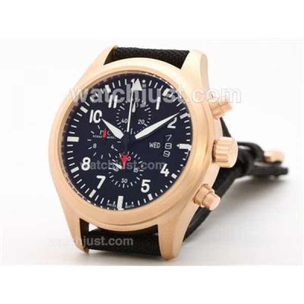IWC 3789 Top Gun Pilot Working Chrono 18K Gold Case-Same Chassis As 7750 Version-High Quality