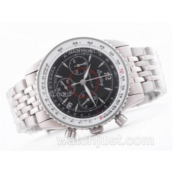 Breitling Montbrillant Working Chronograph Black Dial-Lady Size