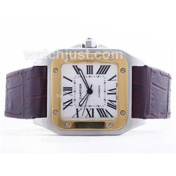 Cartier Santos 100 Swiss ETA 2836 Movement Two Tone Case