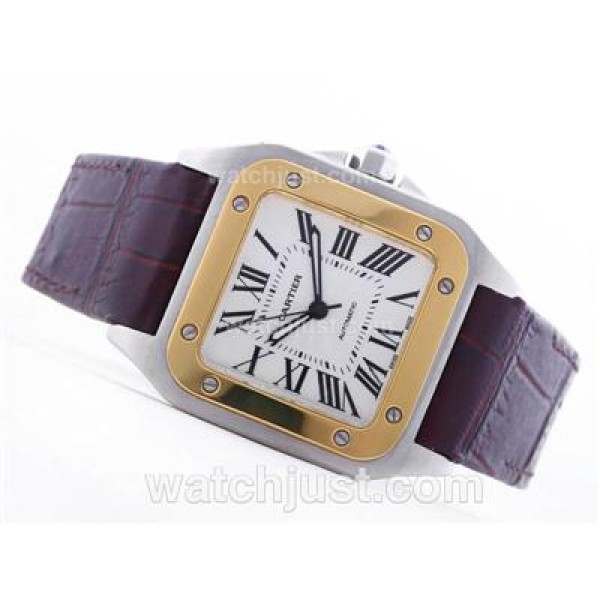 Cartier Santos 100 Swiss ETA 2836 Movement Two Tone Case