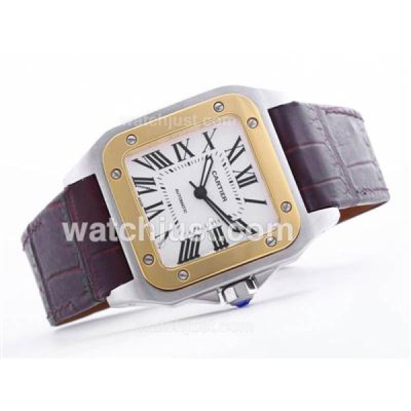 Cartier Santos 100 Swiss ETA 2836 Movement Two Tone Case