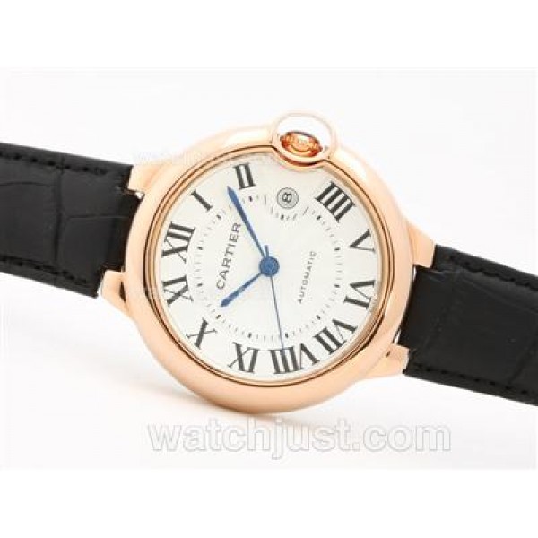 Cartier Ballon Bleu de Cartier Rose Gold Automatic with White Dial