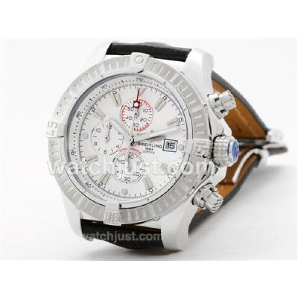 Breitling Super Avenger Working Chronograph with White Dial-Stick Marking