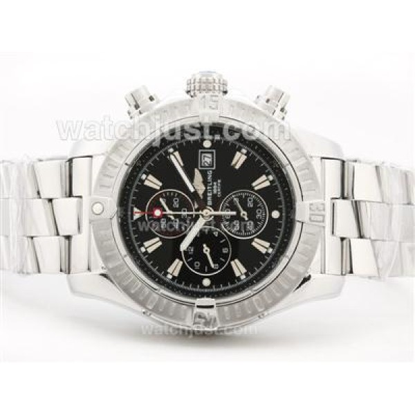 Breitling Super Avenger Working Chronograph with Black Dial-Stick Marking S/S