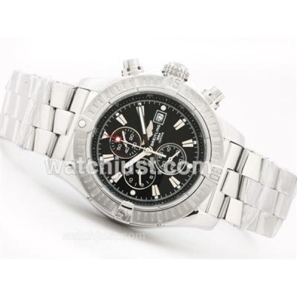 Breitling Super Avenger Working Chronograph with Black Dial-Stick Marking S/S