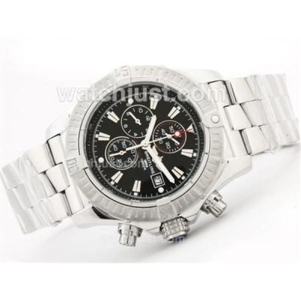 Breitling Super Avenger Working Chronograph with Black Dial-Stick Marking S/S
