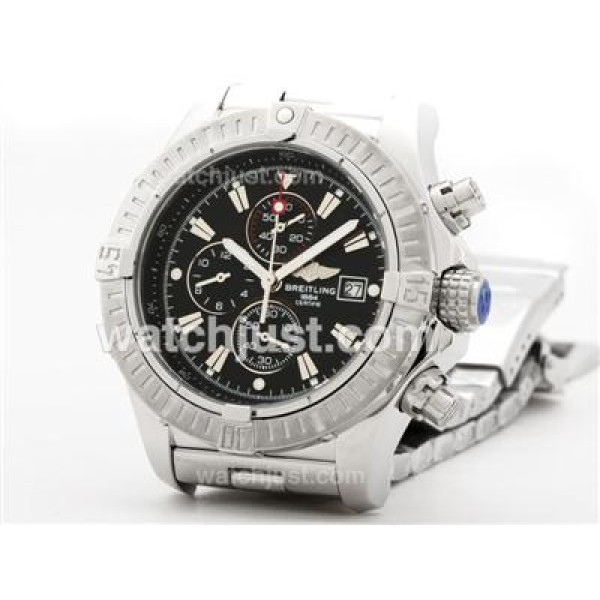 Breitling Super Avenger Working Chronograph with Black Dial-Stick Marking S/S